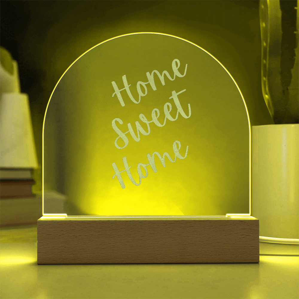 “Home Sweet Home” Dome Acrylic Sign – Modern Clear Plaque for Living Room or Office Décor