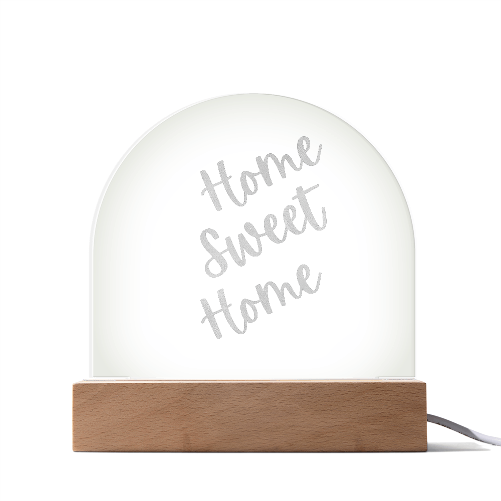 “Home Sweet Home” Dome Acrylic Sign – Modern Clear Plaque for Living Room or Office Décor