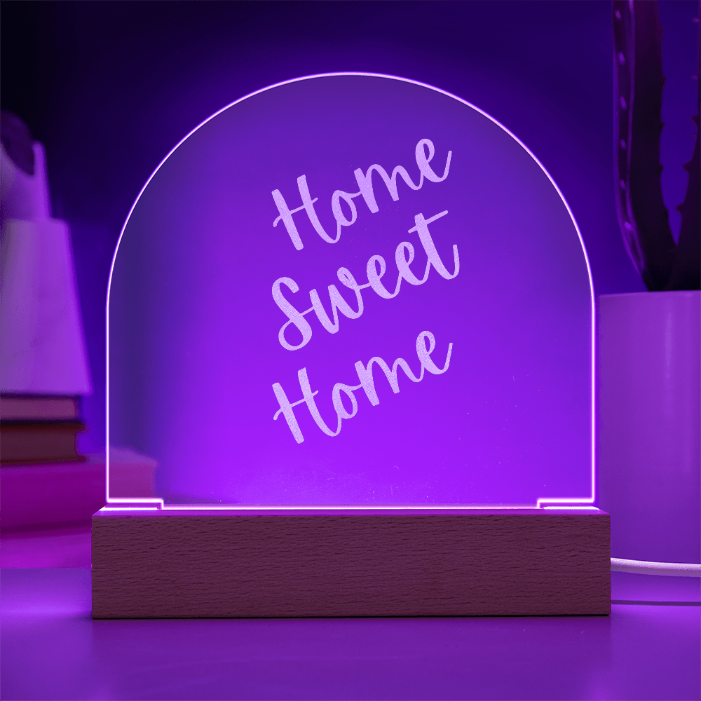 “Home Sweet Home” Dome Acrylic Sign – Modern Clear Plaque for Living Room or Office Décor