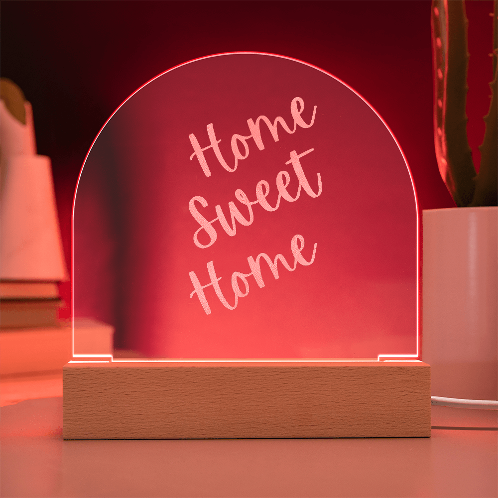 “Home Sweet Home” Dome Acrylic Sign – Modern Clear Plaque for Living Room or Office Décor