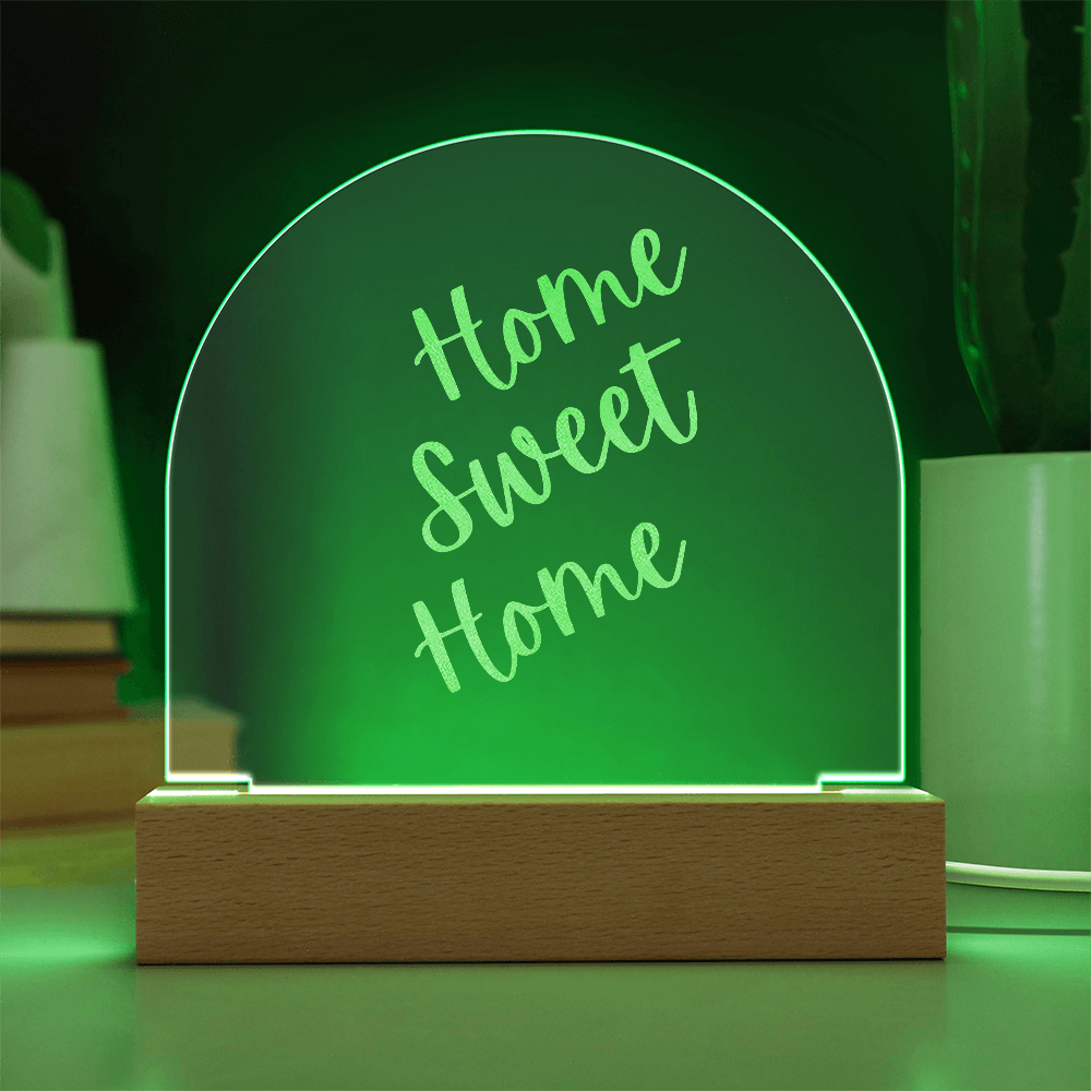 “Home Sweet Home” Dome Acrylic Sign – Modern Clear Plaque for Living Room or Office Décor