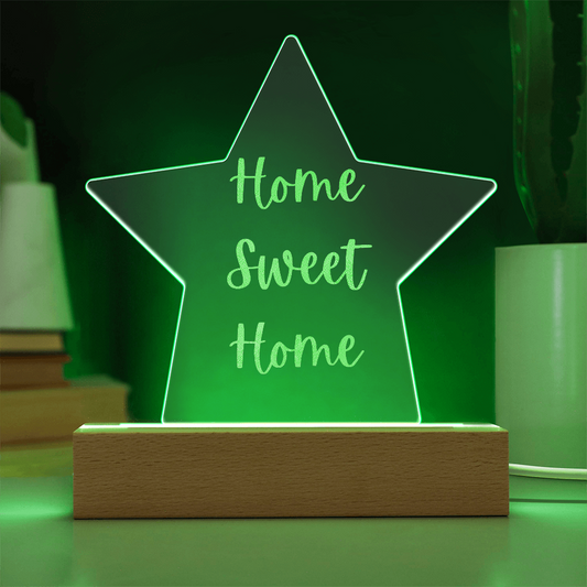Engraved “Home Sweet Home” Star Plaque – Modern Acrylic Display for Home or Office