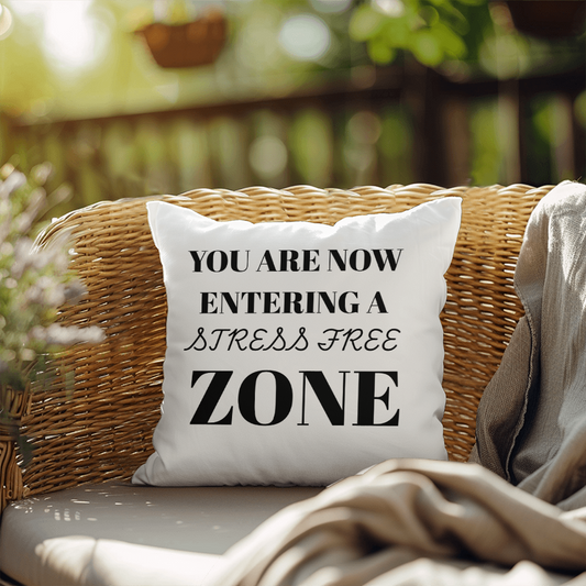 Stress-Free Zone Decorative Pillow – Premium Indoor/Outdoor Cushion for a Calm, Cozy Space