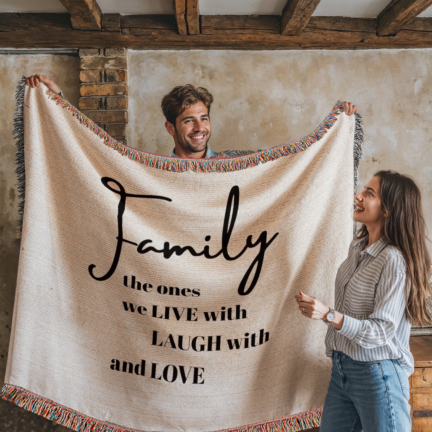 “Live, Laugh, Love Together” Heirloom Family Photo Blanket
